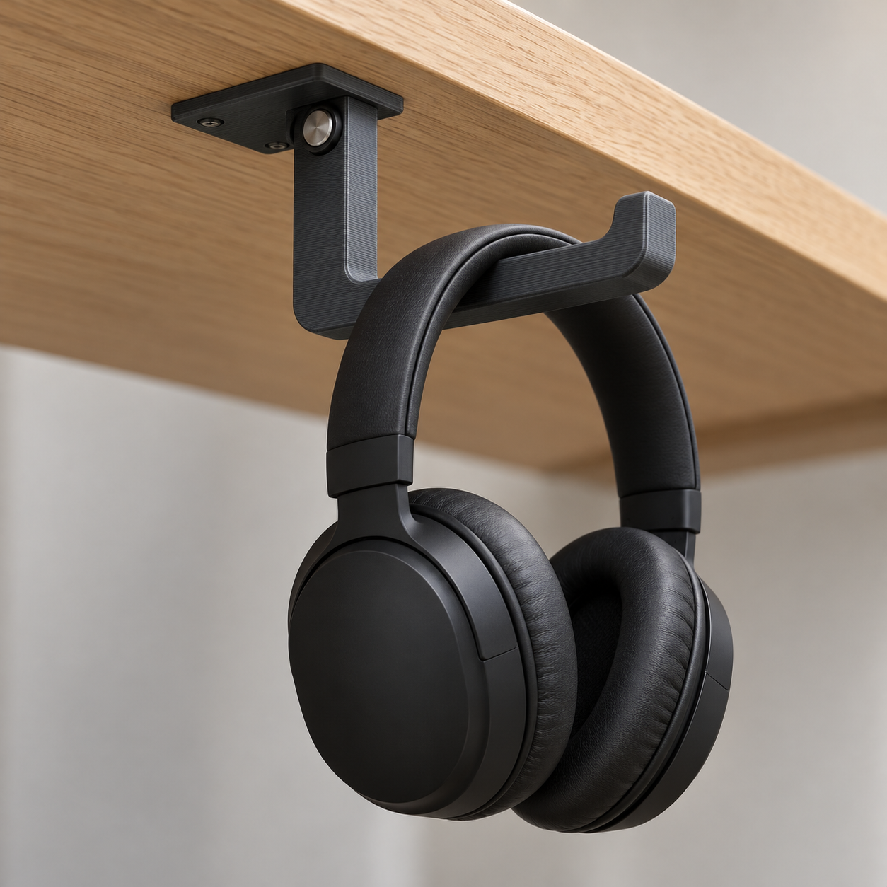 Swing-Away Under-Desk Headphone Hook