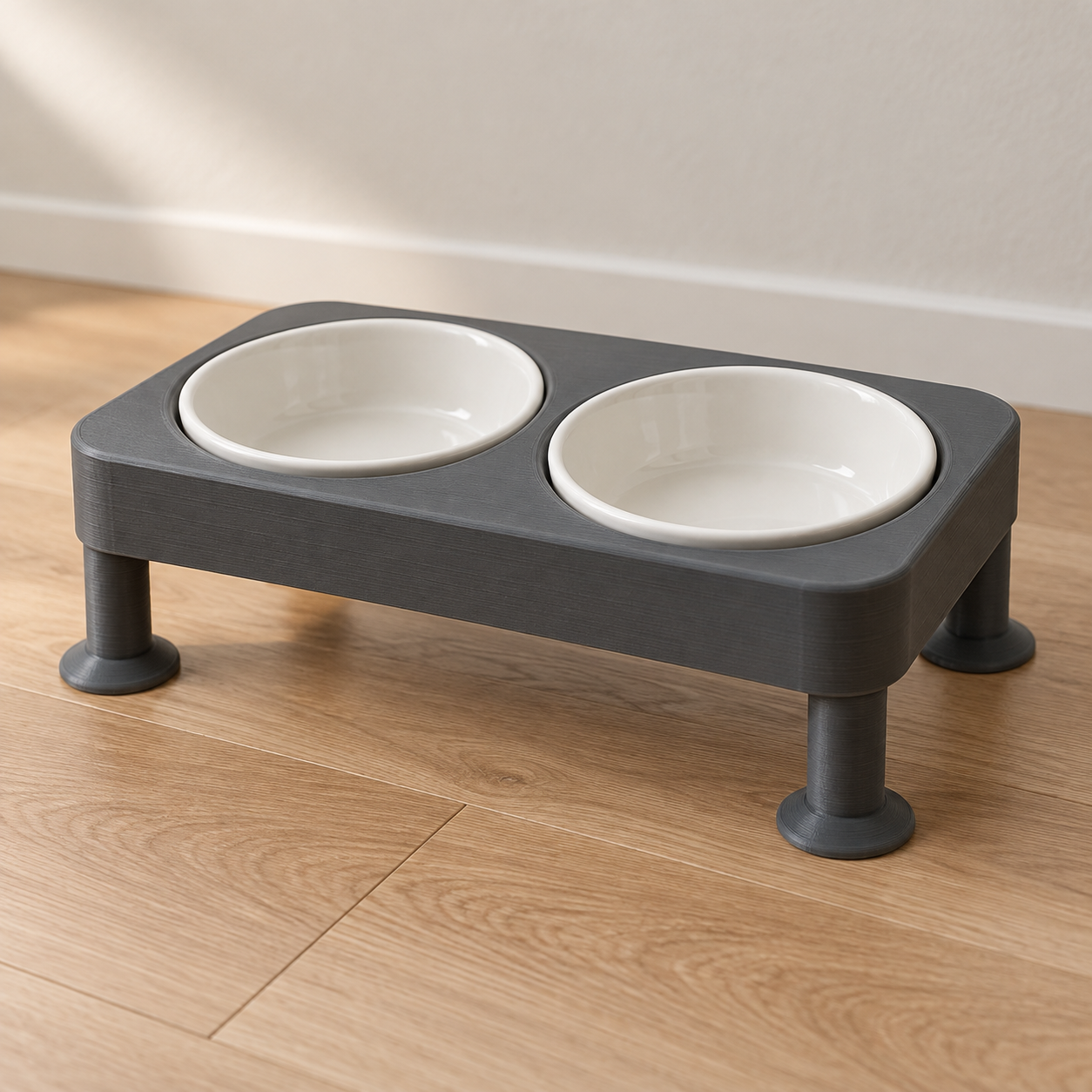 Drip-Guard Elevated Two-Bowl Pet Feeder