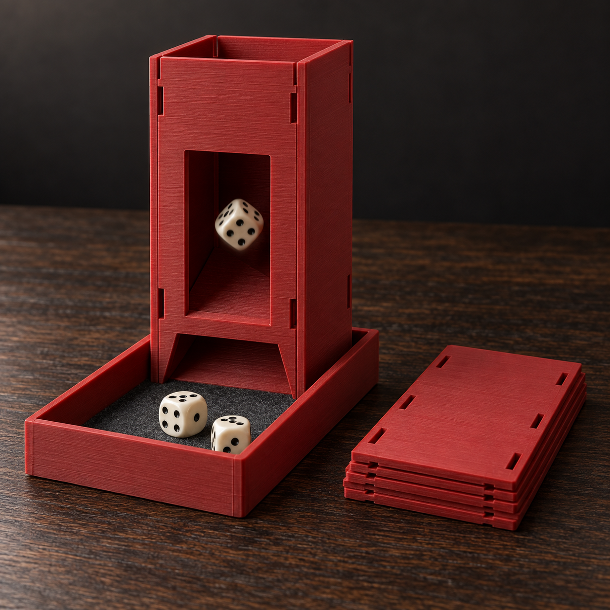 Slot-Fold Quiet Dice Tower & Tray