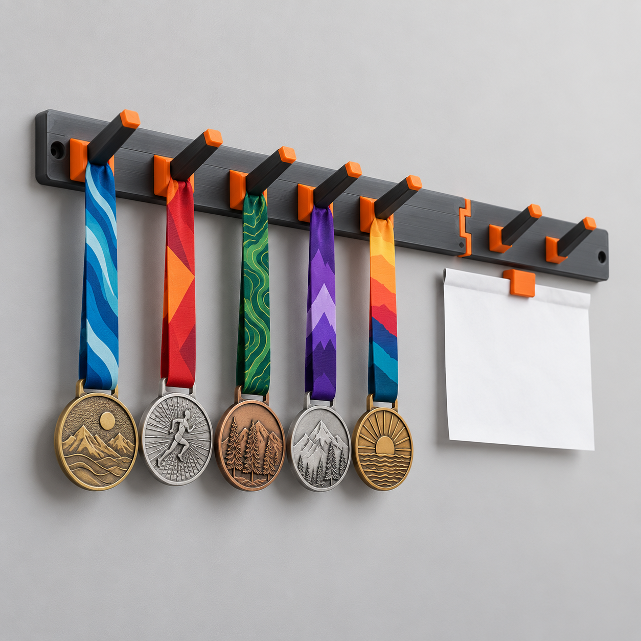 Stack-and-Grow Medal & Bib Display Rail