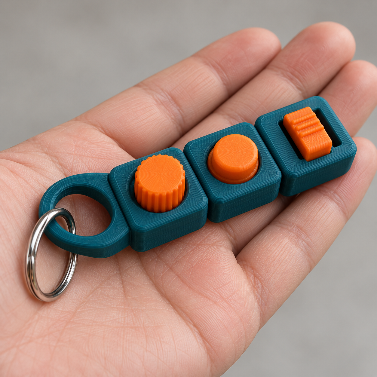 Tri-Click Modular Fidget Keychain