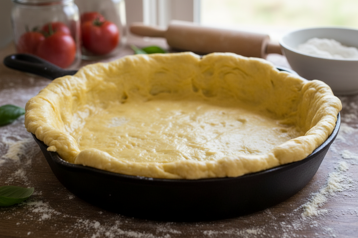 Process step - dough in pan