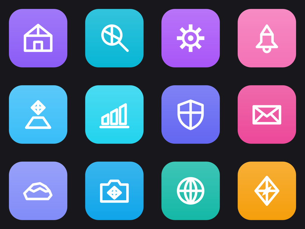 Prism Glass Refractive Icon Set