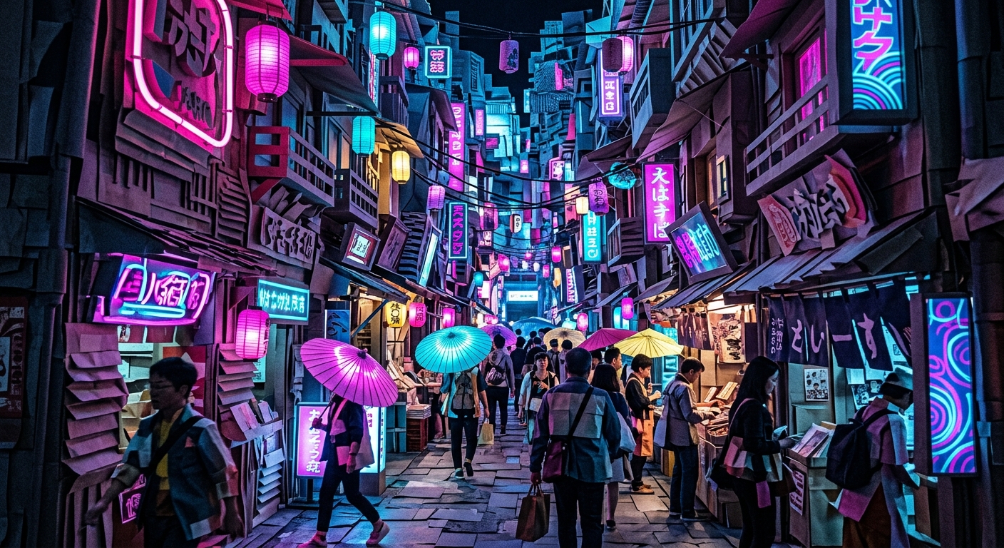 Neon Creased Alleyway