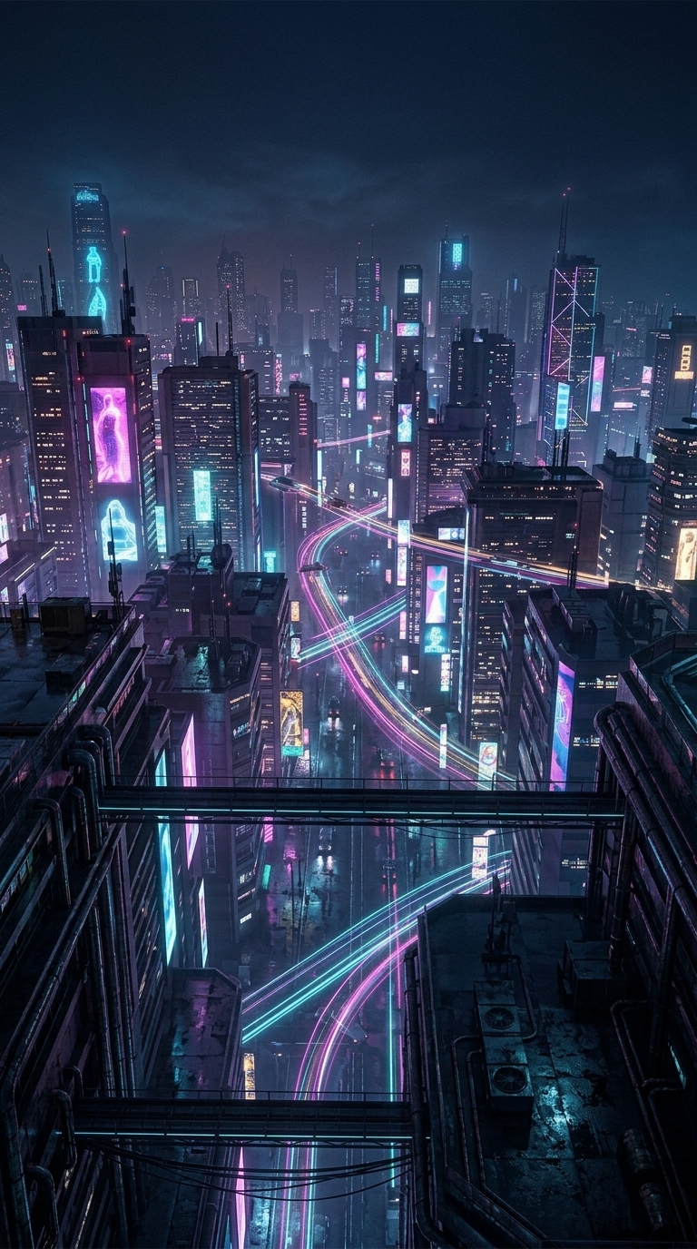 Cyberpunk City — mobile wallpaper