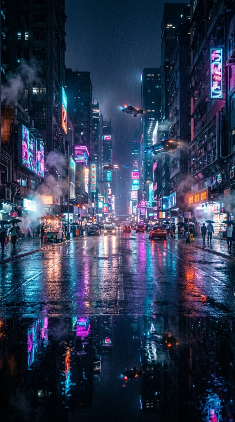 Neon Cityscape — mobile wallpaper