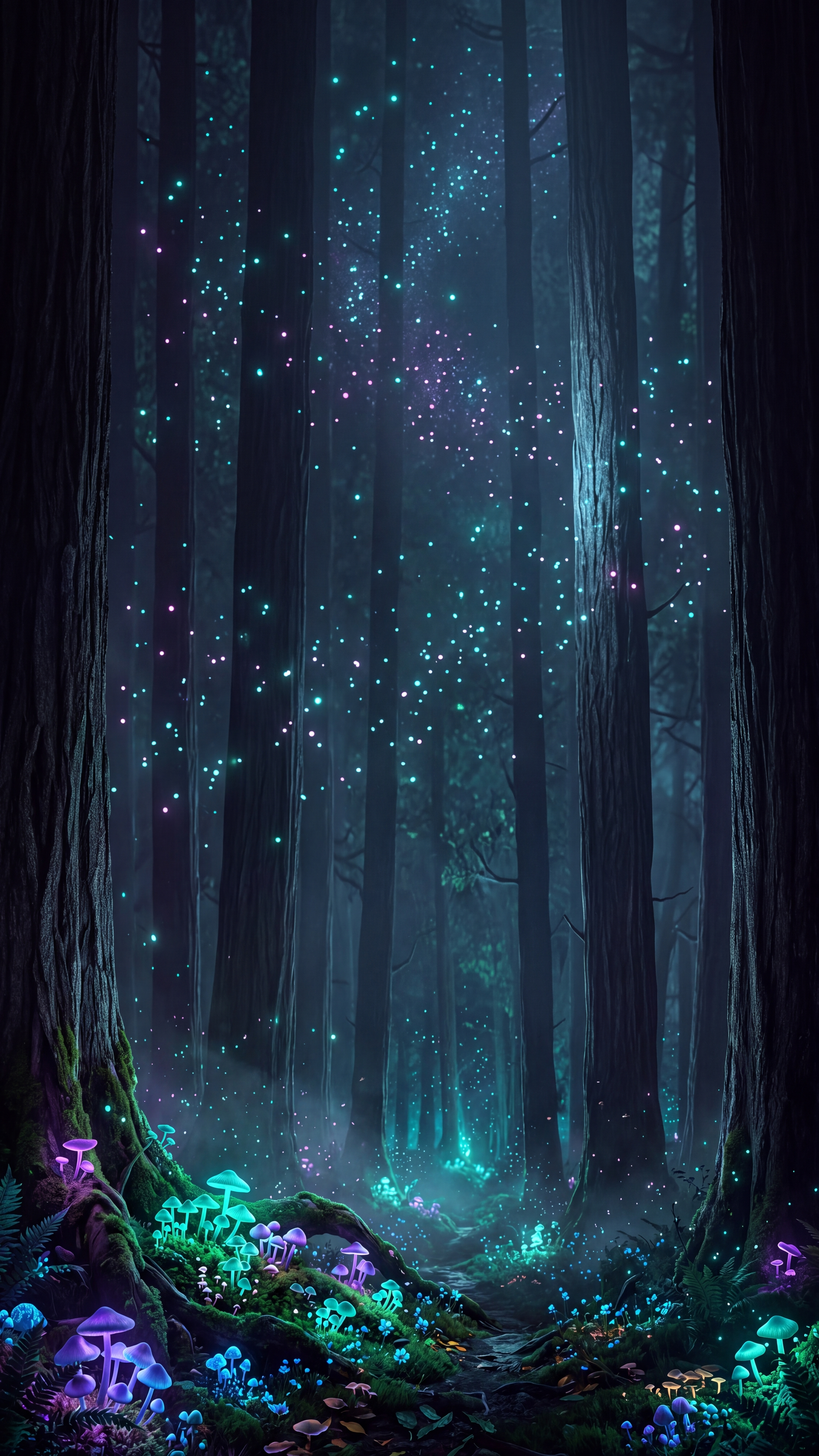 Bioluminescent Forest — mobile wallpaper