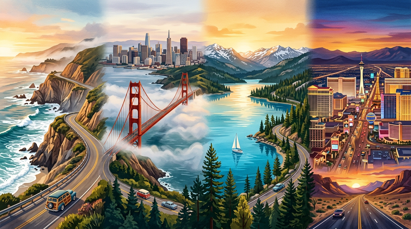 California & Nevada Road Trip: Route 1 Coast to Vegas & Tahoe